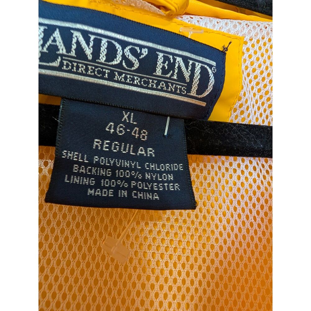Lands' End Men's XL Yellow Rain Jacket Hooded Waterproof Windbreaker Utility - Picture 4 of 14